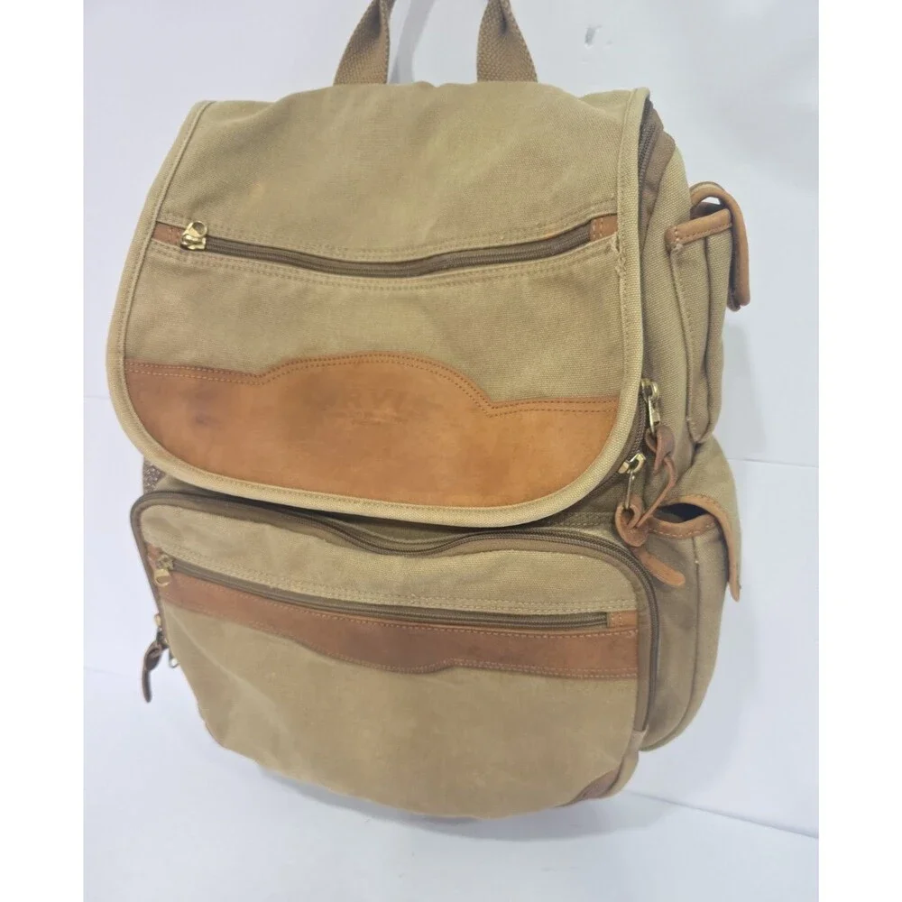 Vintage Orvis Battenkill Leather and Canvas Backpack Outdoor Travel Bag